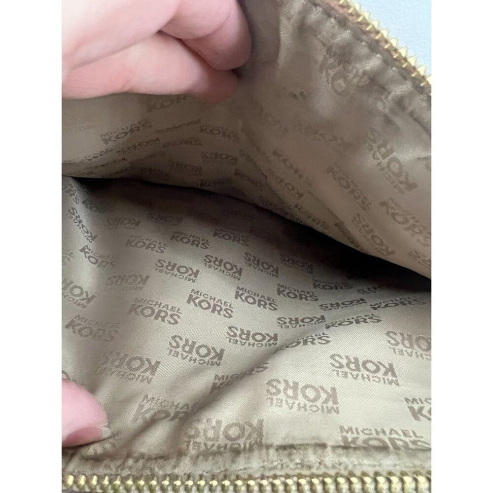 MICHAEL KORS Kellen Med Convertible Satchel Khaki Tan Beige Leather - Picture 6 of 13